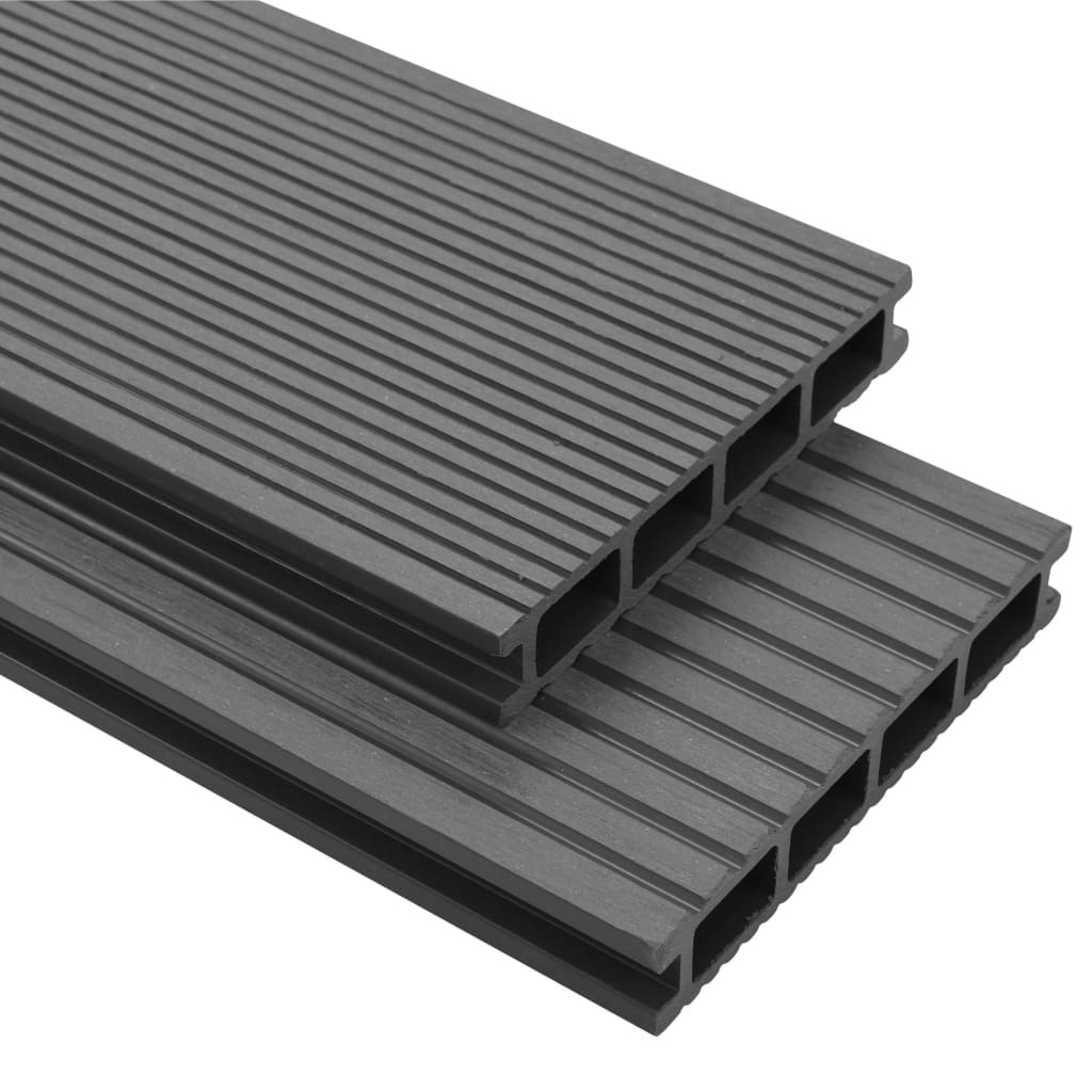 WPC Decking Boards with Accessories 25 m² 4 m Grey